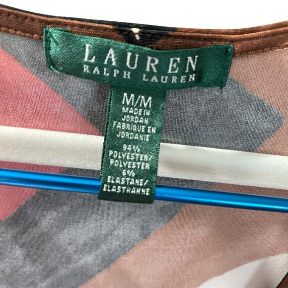 Lauren Ralph Lauren Faux Wrap Midi Dress – Abstract Geometric Print – Size M - Picture 4 of 7